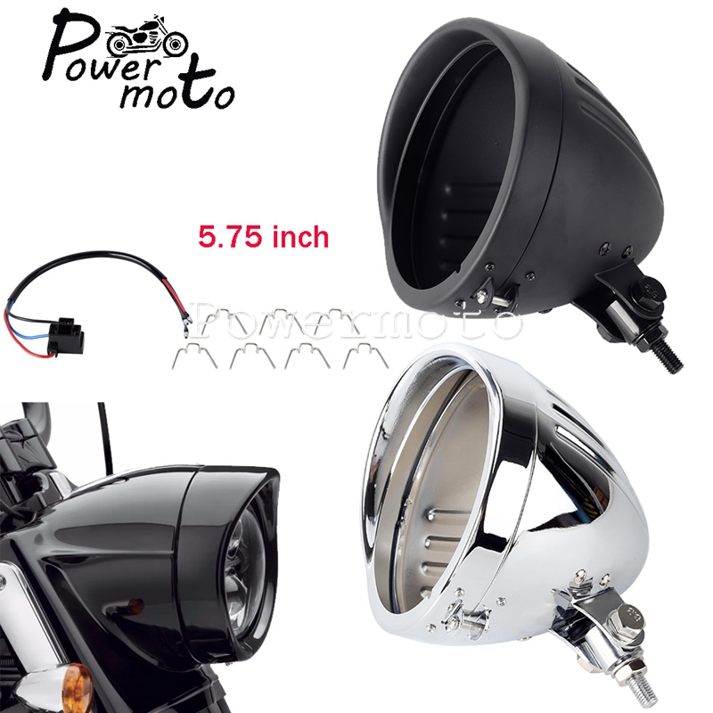Outdoor Power Xtreme - オートバイのヘッドライトハウジングバケット、ハーレーチョッパーボバーカフェレーサーカスタムクルーザー用の灯台シェルカバー、5.75インチ