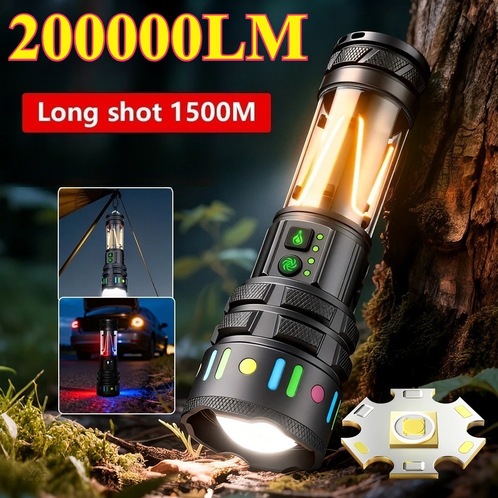 Outdoor Powerbank - 強力な超高輝度LED懐中電灯、Type-C急速充電式ハンドヘルドワークトーチ、日常の屋外緊急照明用