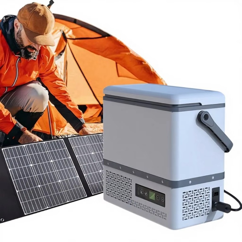 Outdoor Power Box - 新型ソーラー発電式キャンプ用屋外クーラーボックス 12L 冷蔵庫コンプレッサー ポータブル冷凍庫 車載クーラー 冷蔵庫