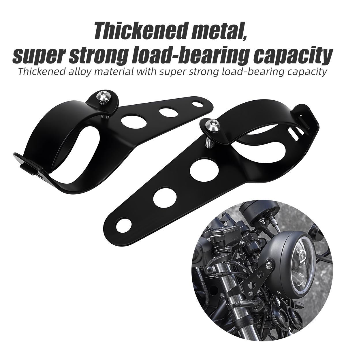 Outdoor Power Xtreme - ユニバーサルオートバイヘッドライトマウントブラケット 28-36 ミリメートル 35-43 ミリメートル調整可能なフォーク耳チョッパーヘッドランプホルダークランプモーターフォークマウント
