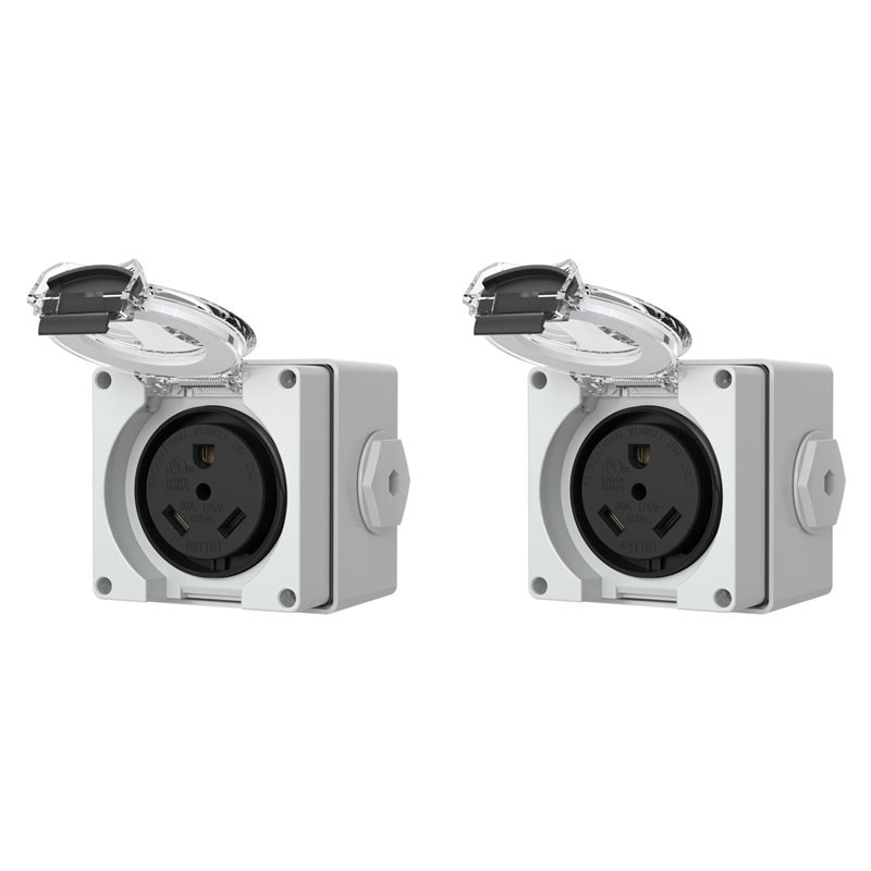 Outdoor Power Receptacle Box - 2X 30アンペア電源コンセントボックス、125ボルトNEMA TT-30Rレセプタクル屋外用防塵・耐候性電気自動車用-AT30
