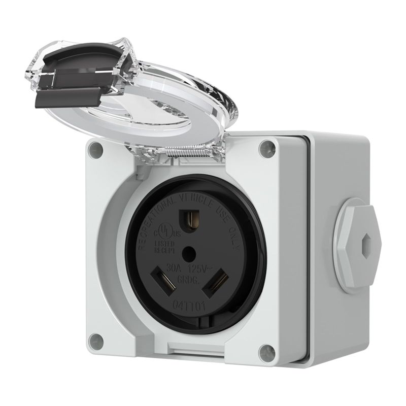 Outdoor Power Receptacle Box - ABYP NEMA TT-30R 30アンペア電源コンセントボックス、125ボルト屋外用防塵耐候性電気自動車用レセプタクル