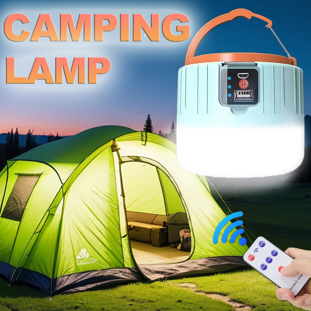 Outdoor Powerbank - ソーラーキャンプランタン 充電式LEDポータブルワークライト リモコン付き、パワーバンク懐中電灯 釣りBBQ用屋外緊急ランプ