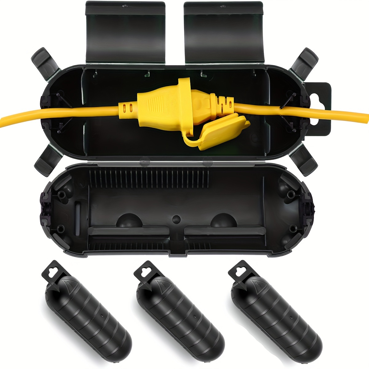 Extension Cord Outdoor - 延長コードプラグ接続保護安全カバー、防水屋内屋外、ストリングホリデークリスマスライトツールファン