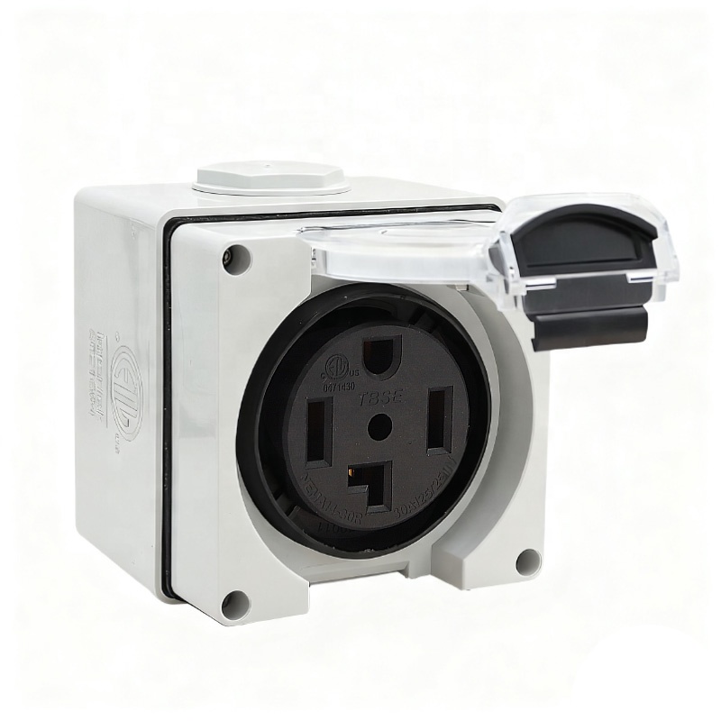 Outdoor Power Receptacle Box - 30アンペア電源コンセントボックス NEMA 14-30R コンセント 125/250ボルト、RV、電気自動車用屋外防塵・耐候性