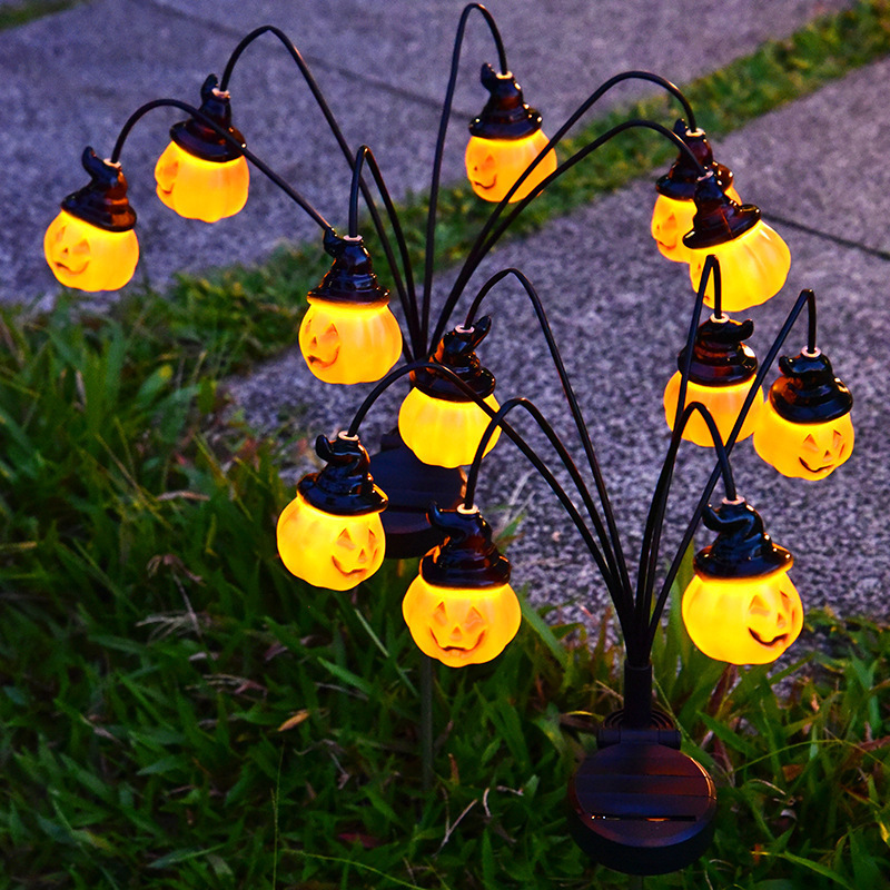 Outdoor Yard Power Stake - ソーラー式ハロウィンパスウェイライト 6灯 パンプキンアイボールスカルステークライト 防水 屋外 ガーデン