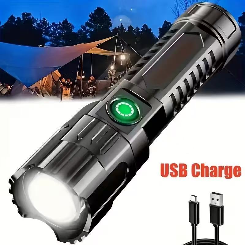 Outdoor Power Usb - 新型高出力LED懐中電灯 USB充電式トーチ ズーム機能付きライト 内蔵バッテリー キャンプ ハイキング