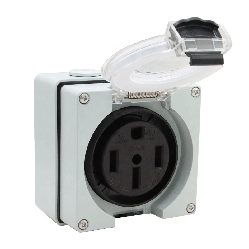 Outdoor Power Receptacle Box - 50 アンペア発電機 RV 電源インレットボックスプラスチック防水スイッチソケット屋外電源コンセントボックス 14-50R レセプタクル