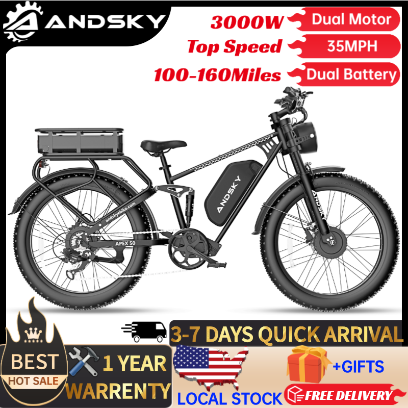 Outdoor Power Tool Kit - ANDSKY Apex50 AWD電動自転車 3000Wデュアルモーター 52V/48V 25Ah着脱式デュアルバッテリー