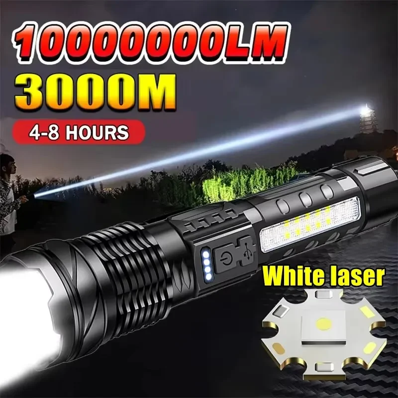 Outdoor Power Usb - 強力な LED 懐中電灯バッテリーディスプレイ USB 充電式ライト伸縮ズームトーチランプ屋外キャンプ釣りランタン