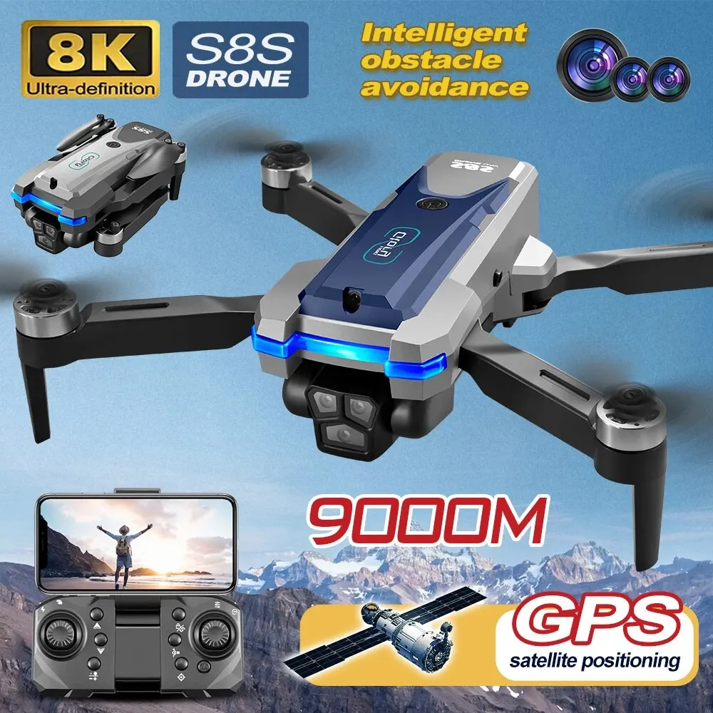 Outdoor Power Box - 折りたたみ式リモートコントロールドローンRCS8S GPS,5g wifi,8k hdデュアルESCカメラ,オプティカルフロー,360 ° 障害物回避,ブラシレスモーター,9000m