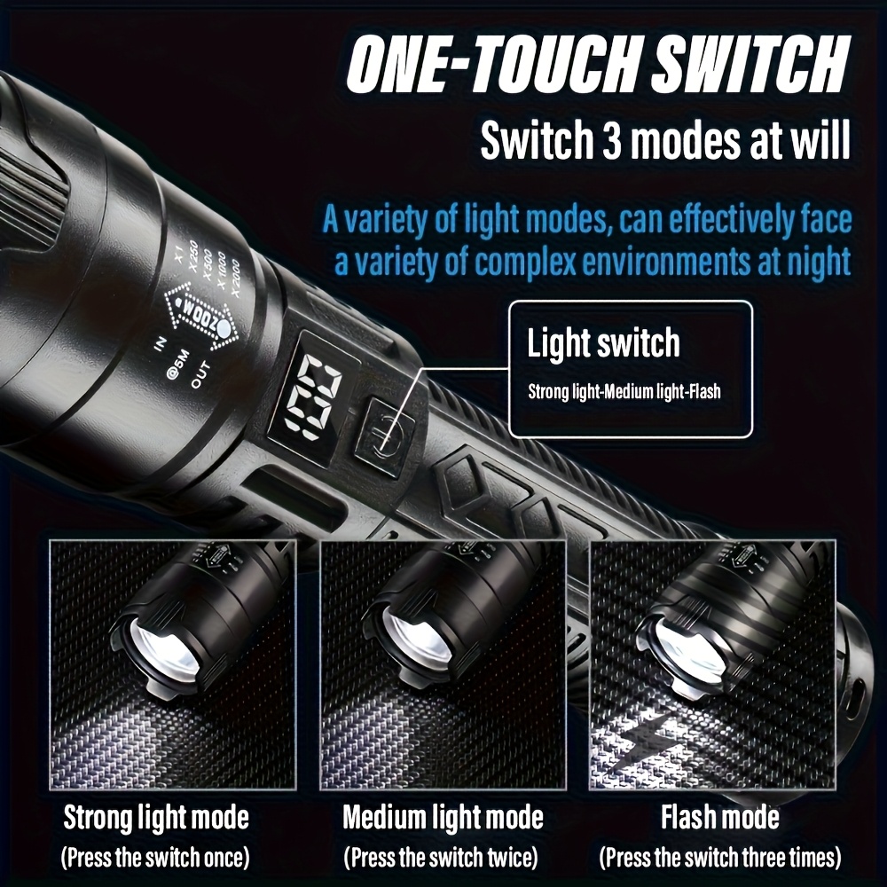 高強力 LED 懐中電灯戦術的な懐中電灯トーチ超高輝度ランプ - Outdoor Power Usb のレビューと価格