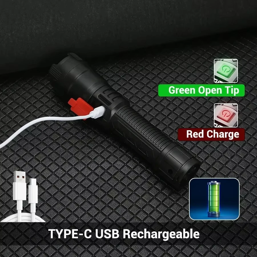 高強力 LED 懐中電灯戦術的な懐中電灯トーチ超高輝度ランプ - Outdoor Power Usb のレビューと価格