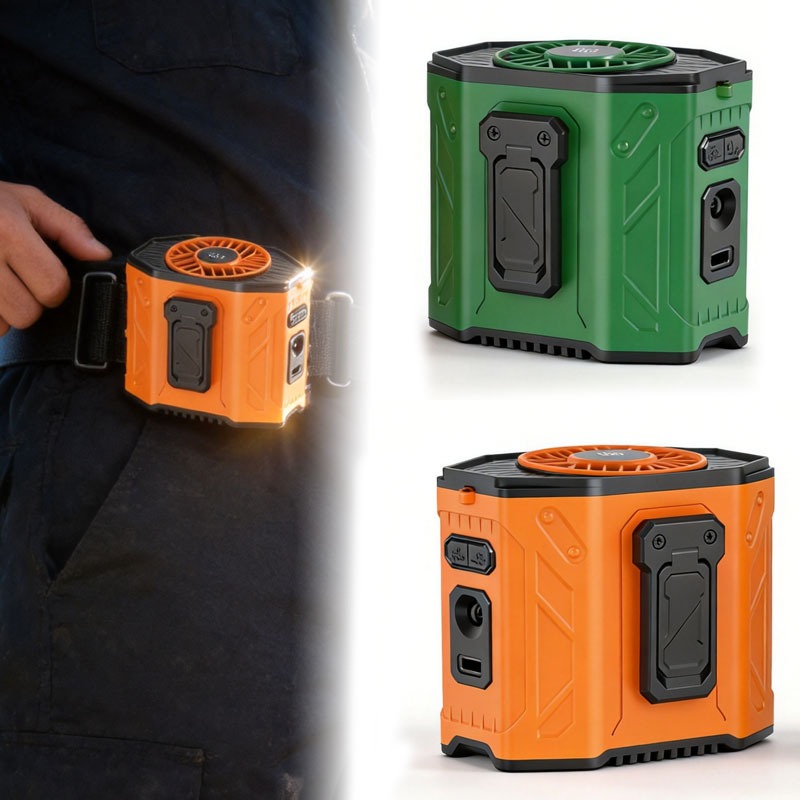 屋外作業用クーラーファン 3600mAh充電式腰掛け/首掛け - Outdoor Powerbank のレビューと価格