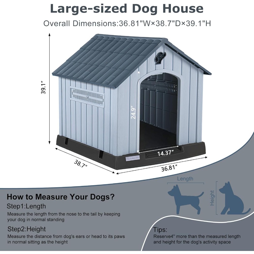 LEMBERI 大型プラスチック製犬小屋 中型犬・大型犬用、 - Outdoor Power Vent のレビューと価格