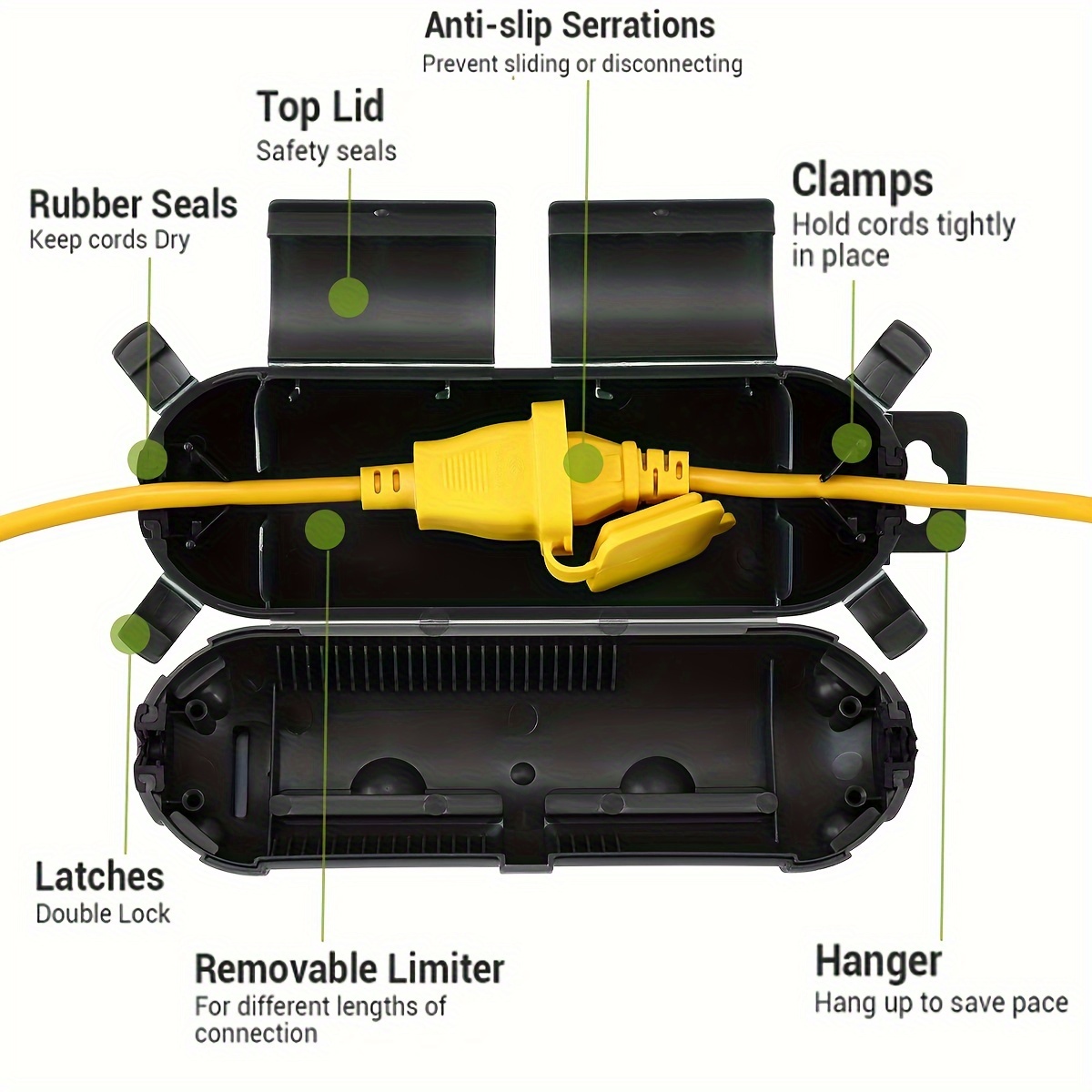 延長コードプラグ接続保護安全カバー、防水屋内屋外、ストリング - Extension Cord Outdoor のレビューと価格