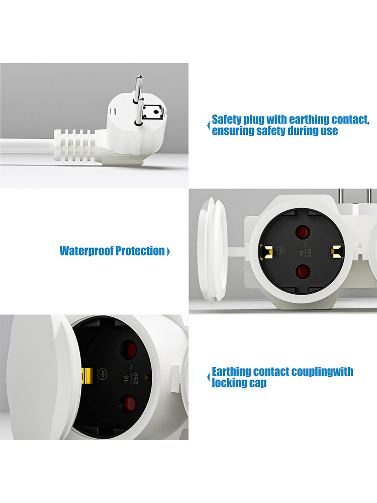 EU延長コード、2つのシュコソケット付き、屋外用マルチソケッ - Outdoor Power Extension のレビューと価格