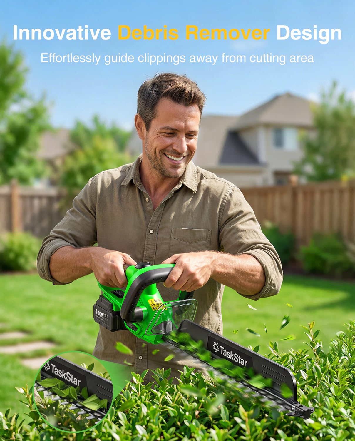 TaskStar 22インチ電動ヘッジトリマー 180度回転 - Hedge Trimmer Cordless のレビューと価格