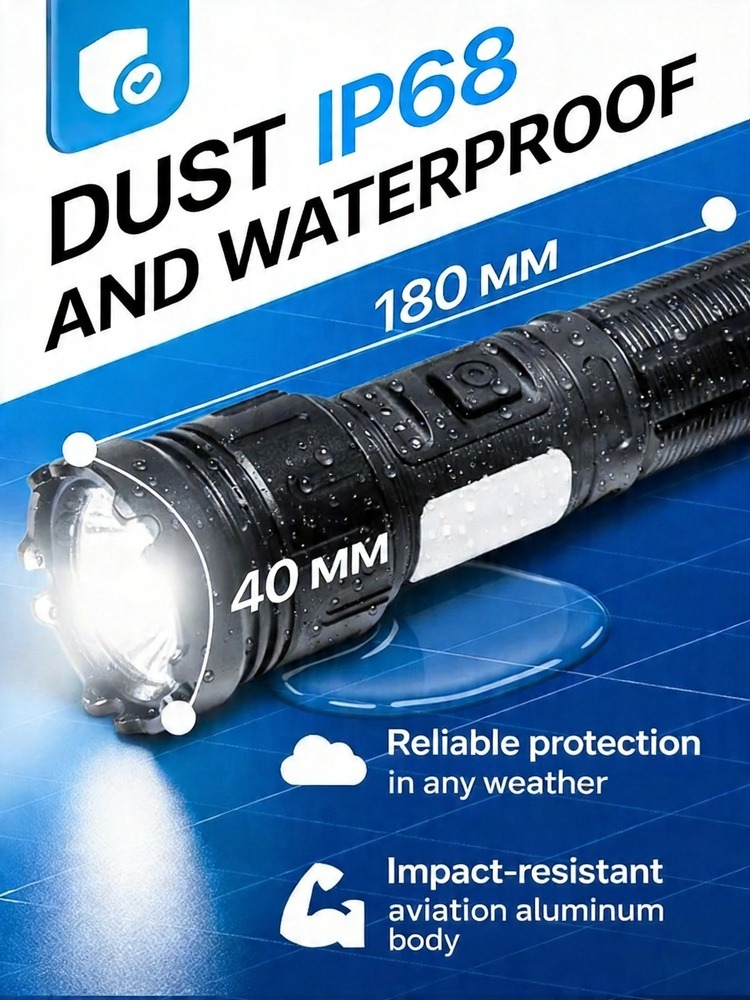 レーザーハンドヘルド懐中電灯充電式 18650 Li-po  - Outdoor Power Usb のレビューと価格
