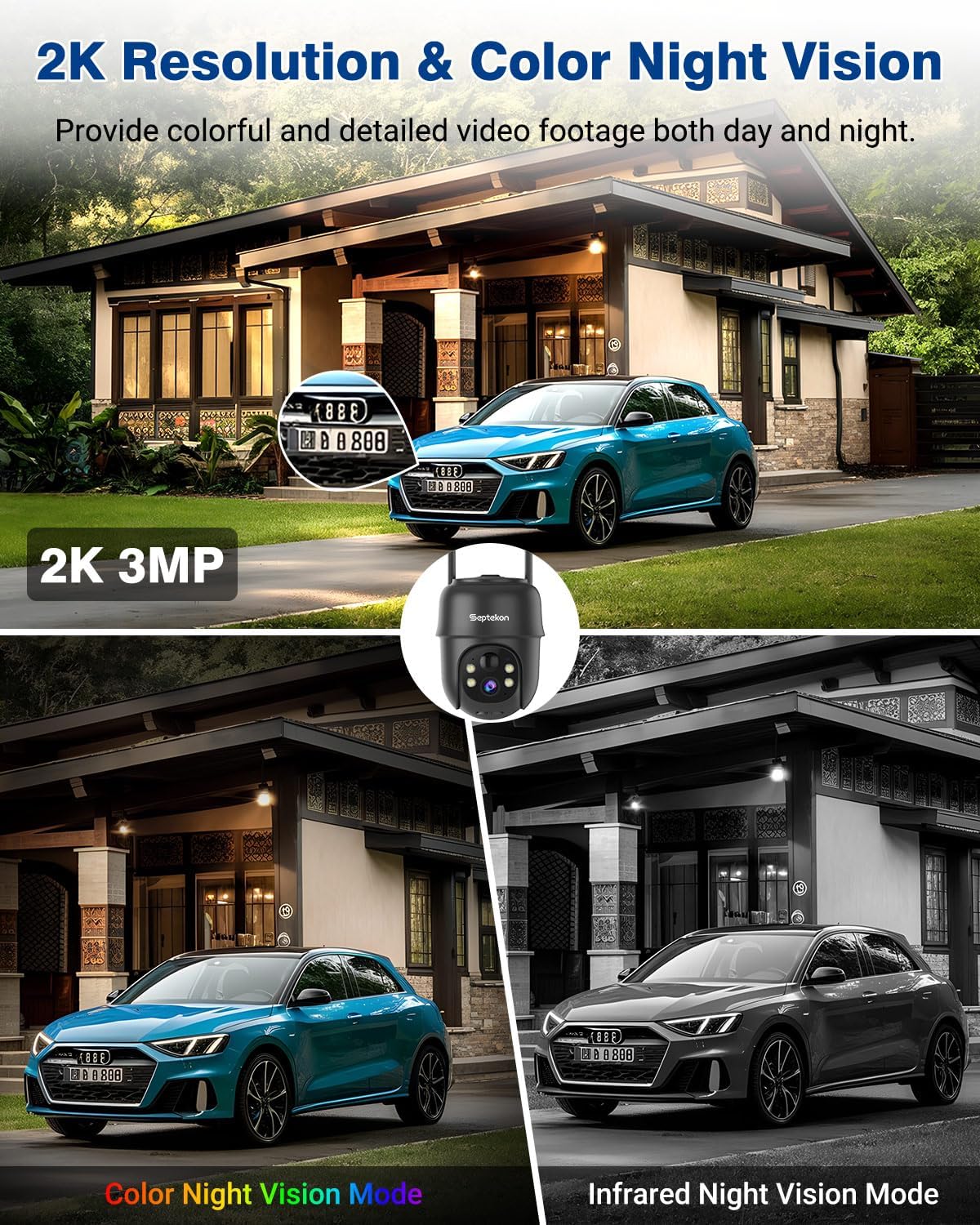 2Kソーラーワイヤレス屋外セキュリティカメラ2台パック、36 - Outdoor Power Pack のレビューと価格