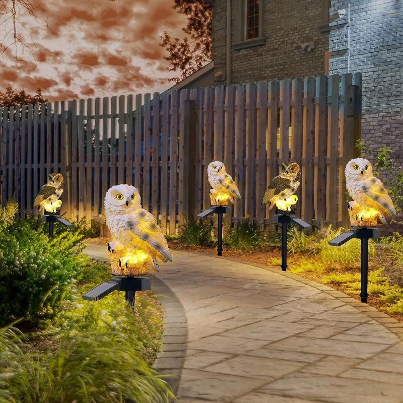 ソーラー式フクロウガーデンライト、LED樹脂製アニマルステー - Outdoor Yard Power Stake のレビューと価格