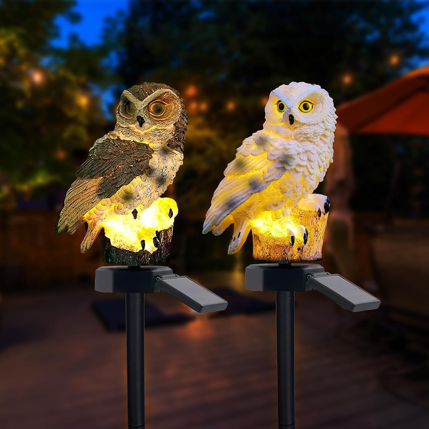 ソーラー式フクロウガーデンライト、LED樹脂製アニマルステー - Outdoor Yard Power Stake のレビューと価格