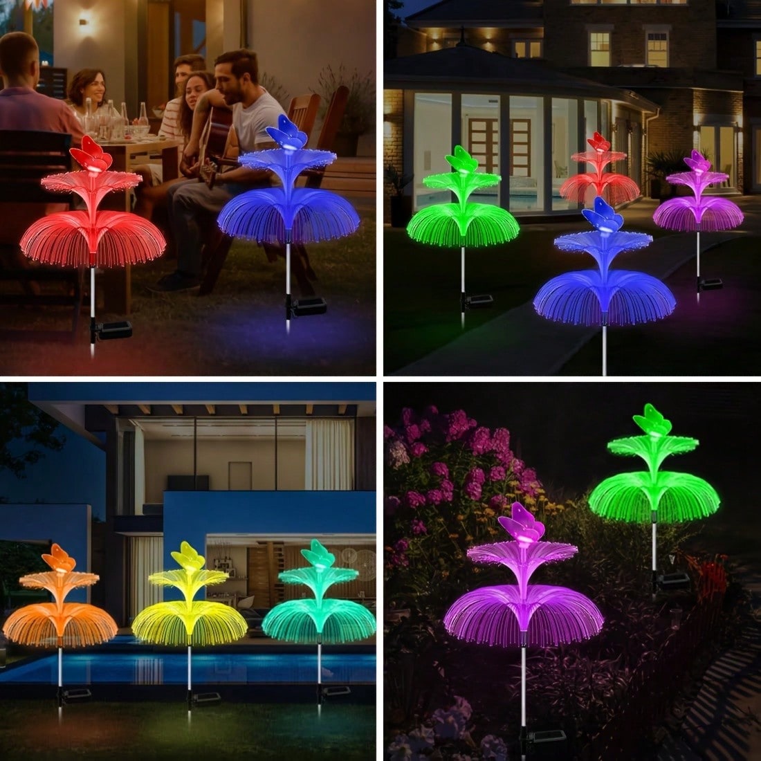 2個入りソーラー式クラゲ型ガーデンライト、防水屋外通路用ステ - Outdoor Yard Power Stake のレビューと価格