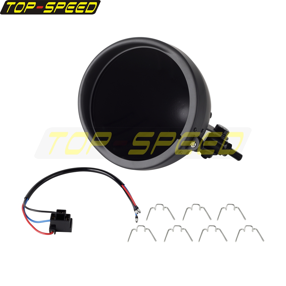 ブラック/クロームオートバイヘッドランプハウジングライトシェ - Outdoor Power Xtreme のレビューと価格