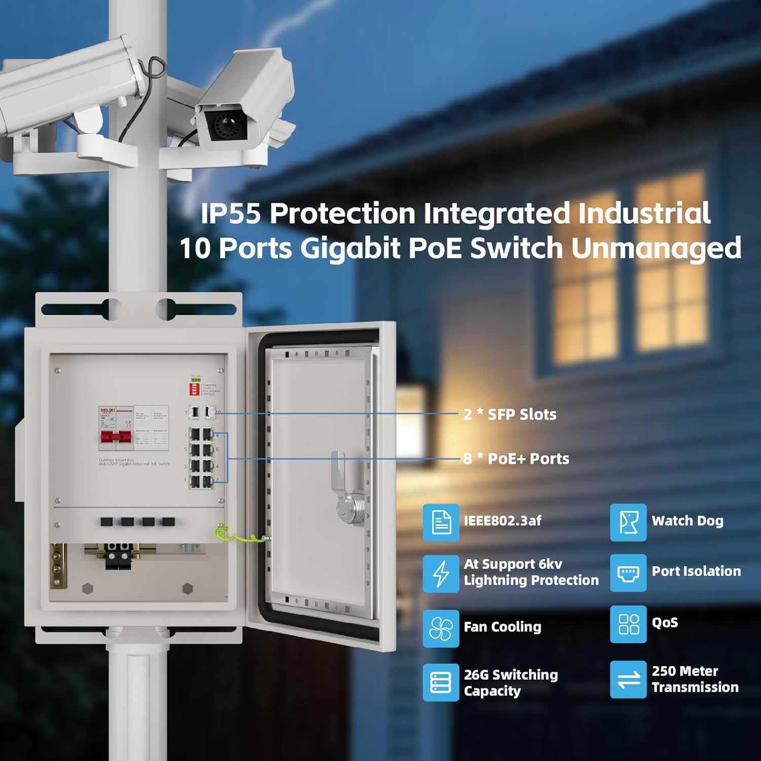 KeepLiNK屋外スマートネットワークボックス8ポートギガ - Outdoor Power Box のレビューと価格