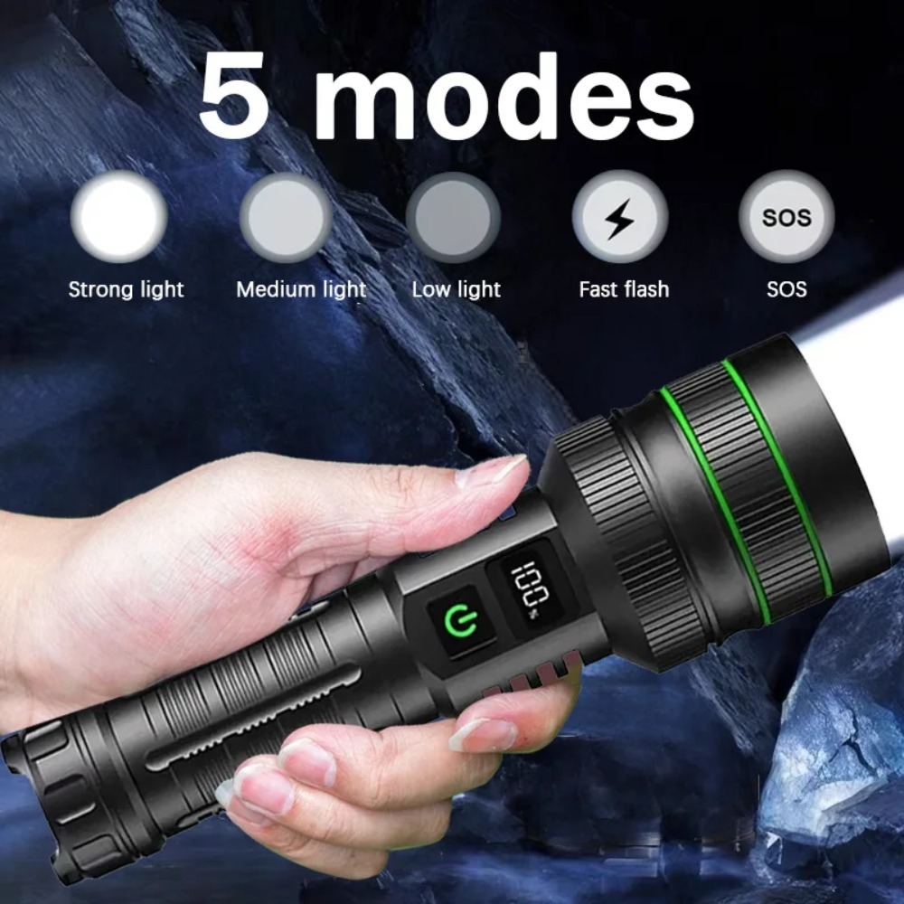 強力な LED 懐中電灯ズーム可能 Type-C 充電式防水 - Outdoor Powerbank のレビューと価格