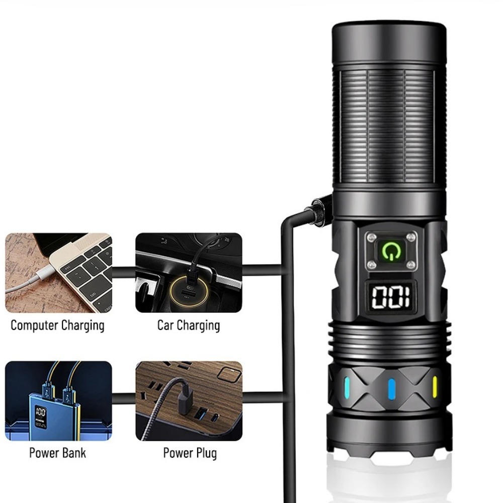 ハイパワー LED 懐中電灯伸縮ズーム USB 充電式ロング - Outdoor Power Usb のレビューと価格