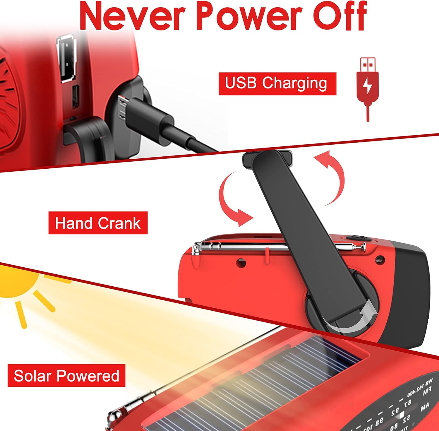 ポータブルハンドクランク発電機緊急電源バンク LED 懐中電 - Outdoor Power Tool Kit のレビューと価格